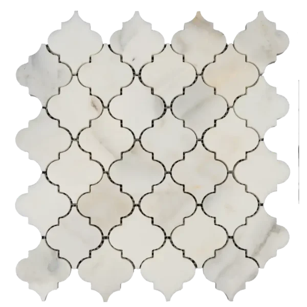 Calacatta Arabesque Honed Marble White Mosaic Tile – Matte Finish - Image 3