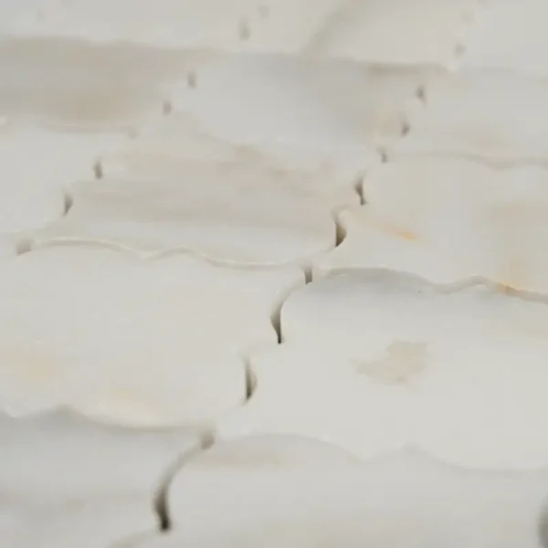 Calacatta Arabesque Honed Marble White Mosaic Tile – Matte Finish