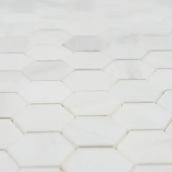 Dolomite Marble Mosaic Tile – 1 inch Honeycomb Polished White - Image 3