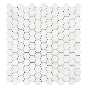 Dolomite Honeycomb Mosaic Tile – 1" Polished White Hexagon