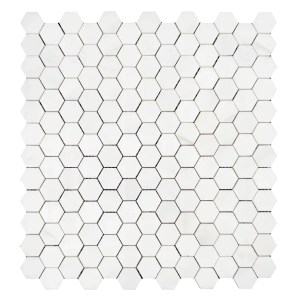Dolomite Honeycomb Mosaic Tile – 1" Polished White Hexagon