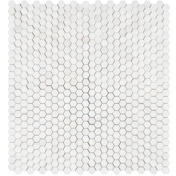 Dolomite Honeycomb Mosaic Tile – 1" Polished White Hexagon