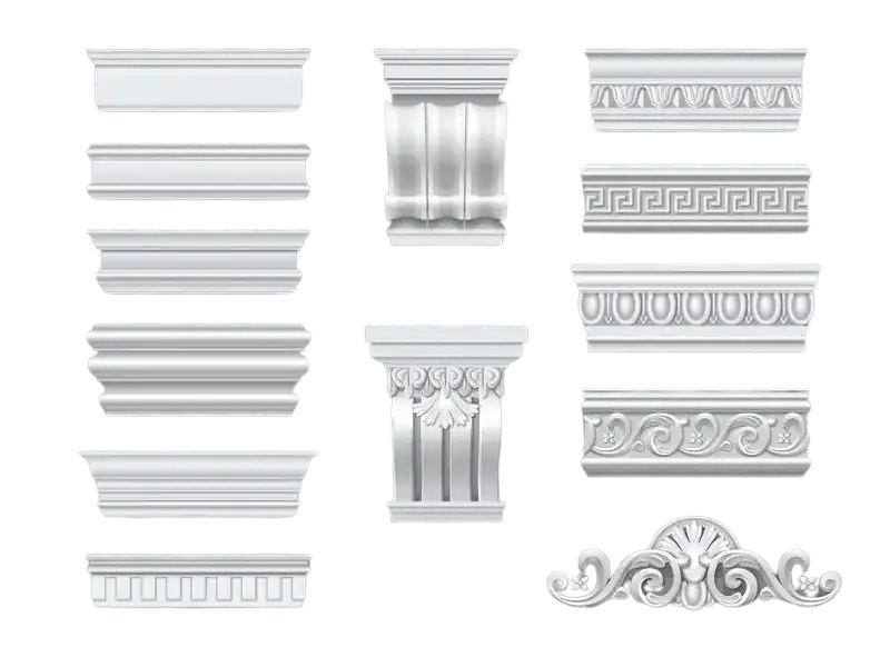 Polished pencil liner molding detail