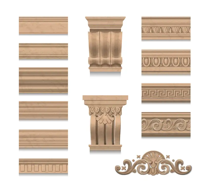 Polished marble baseboard molding