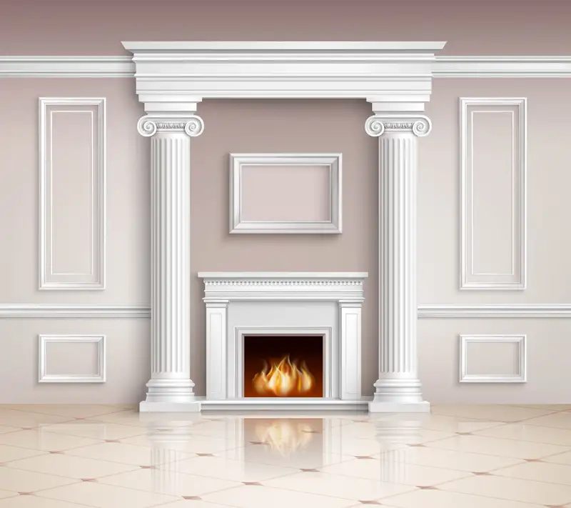 Textured limestone molding detail