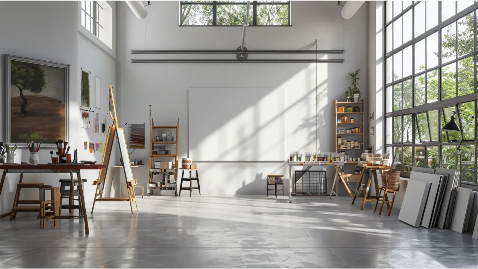 Tile and mosaic flooring in a creative studio environment