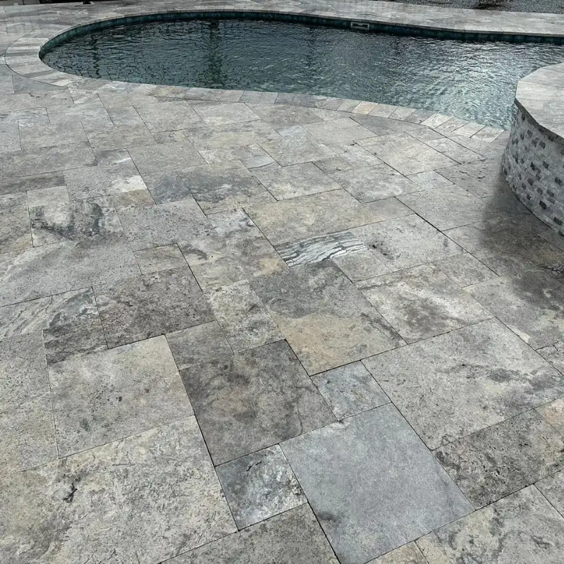 Charcoal Travertine – Tumbled Gray Paver (2)
