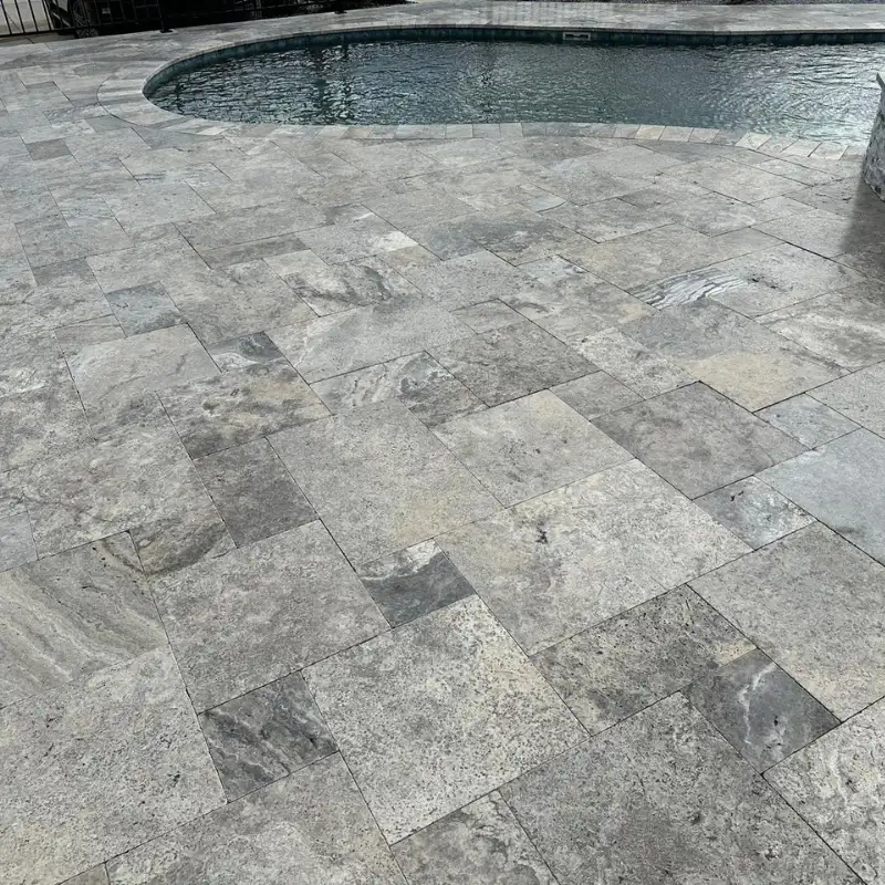 Charcoal Travertine – Tumbled Gray Paver (2)