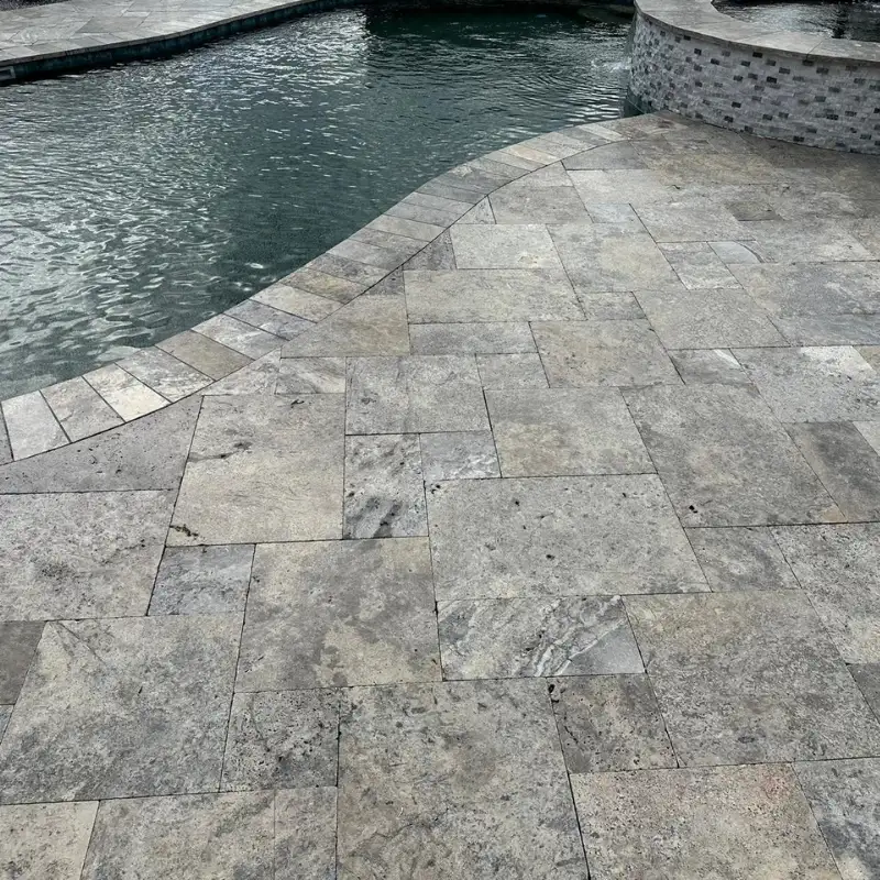 Charcoal Travertine – Tumbled Gray Paver (2)