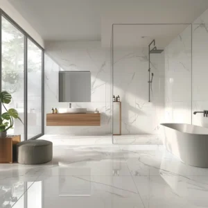 Volakas White Marble Polished Tile Straight Edge