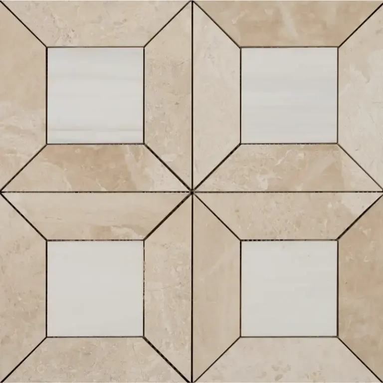 Star Square Honed Marble Mosaic Tile – Royal Beige & Dolomite mosaic tile