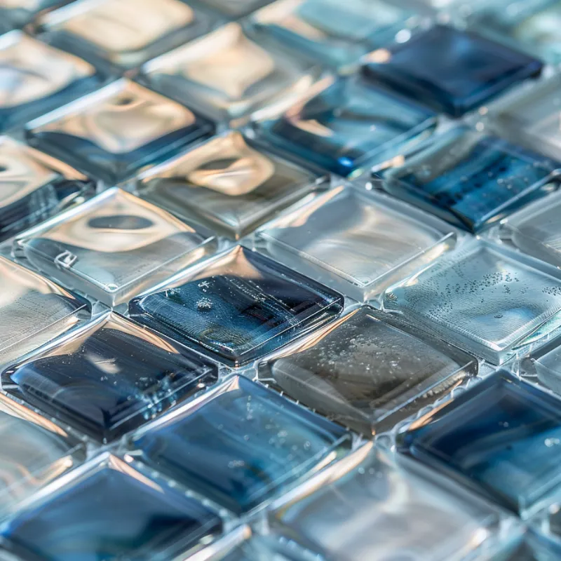 glass mosaic tile backsplash glossy reflective surface