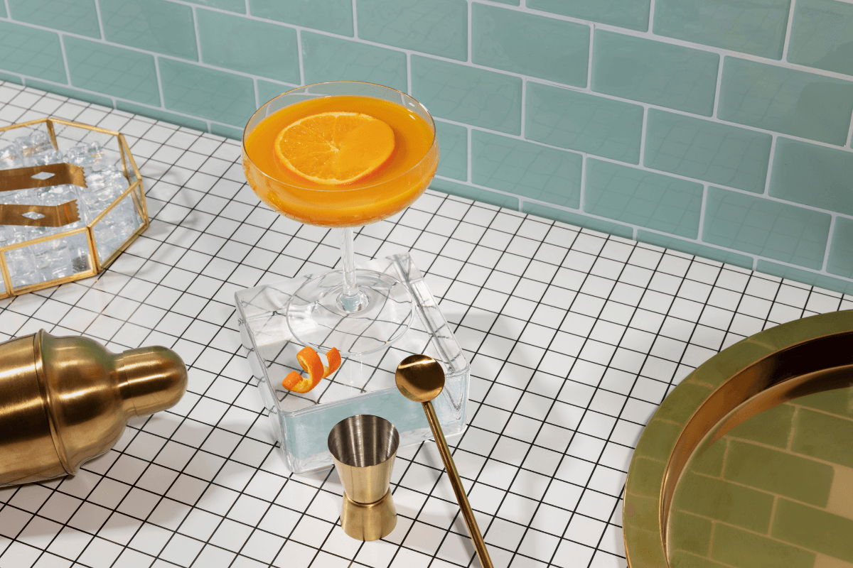 Decorative mosaic tile surface in interior setting