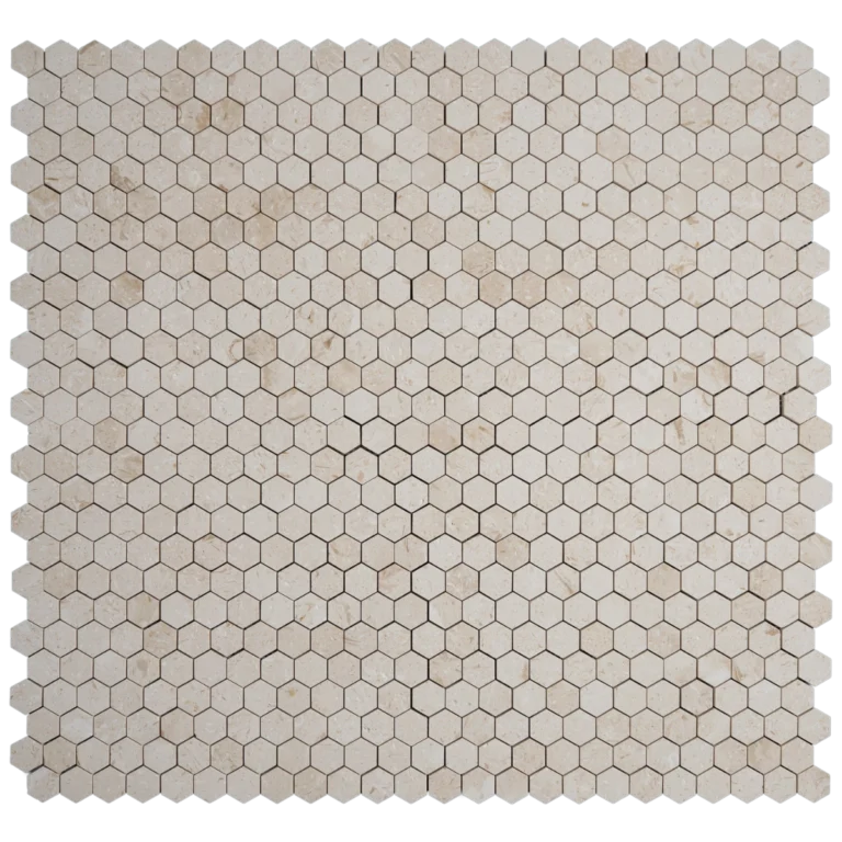 Myra Beige 1 inch hexagon mosaic tile honed limestone finish