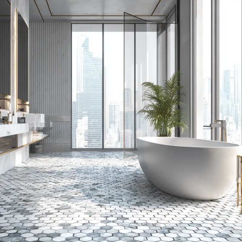 hexagon marble mosaic tile pattern