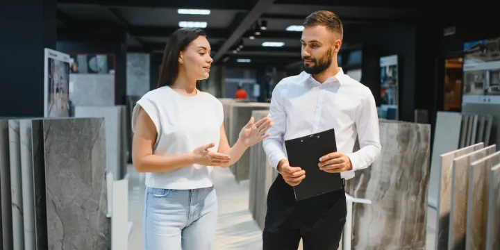 Marble tile supplier showroom with natural stone selection