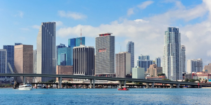 Tampa Bay skyline and waterfront buildings in Tampa Florida – Stone Market USA mosaic tile supplier serving Tampa Bay