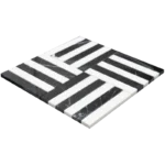Alexandra Black Dolomite Noir Loft Linear Marble Mosaic Tile Mesh-Mounted Sheet