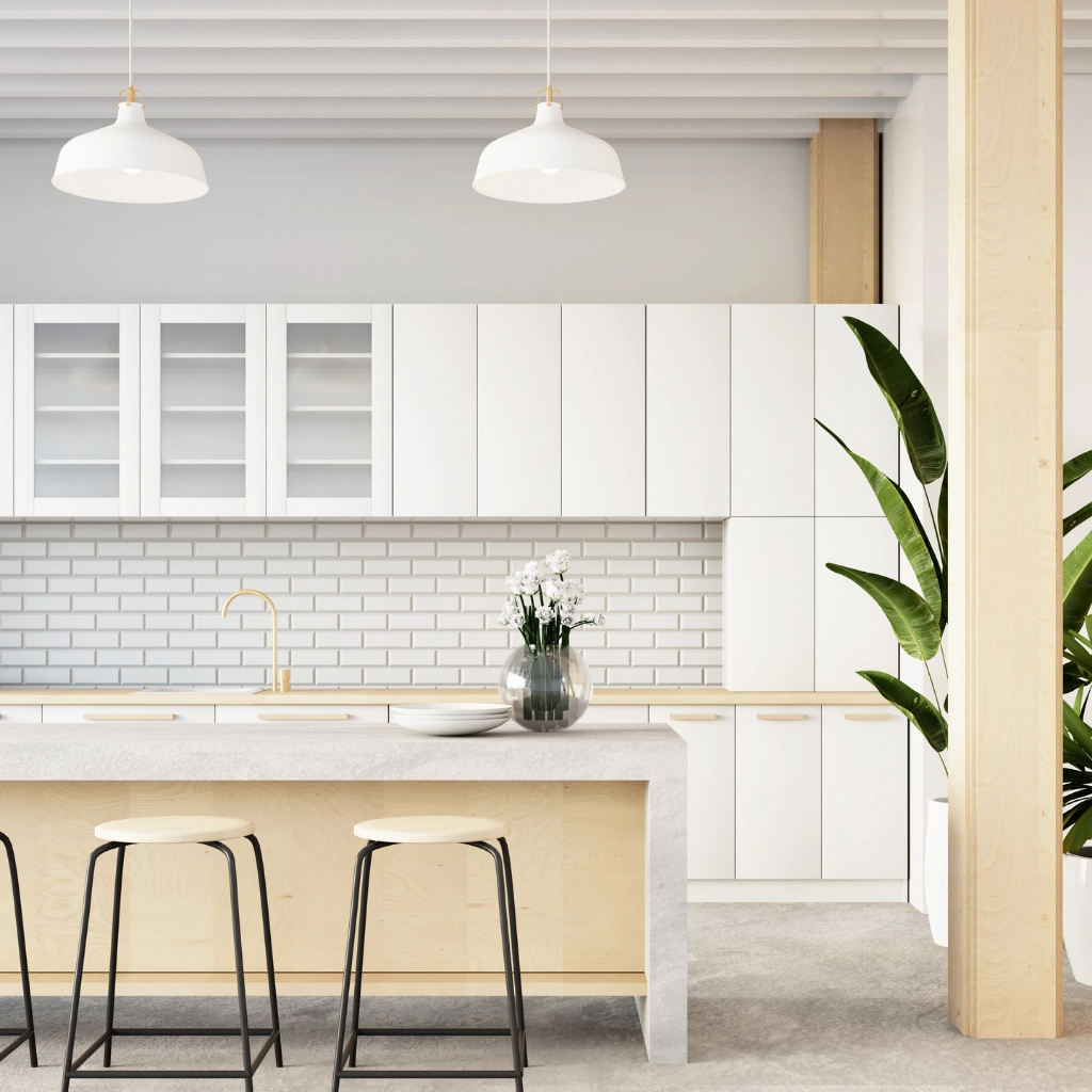 Premium marble backsplash tile in a modern kitchen