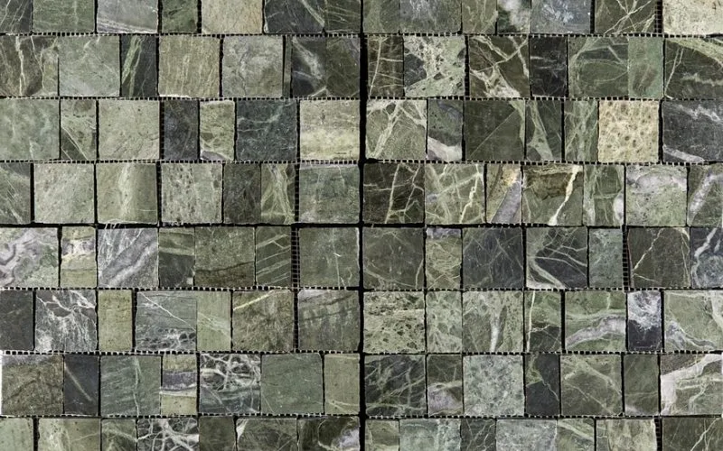 Pixel mosaic tile pattern with small square natural stone pieces