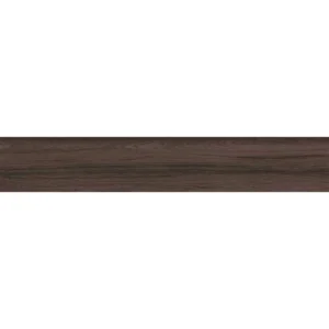 Happy Floors Acorn Mahogany 3x18 natural porcelain bullnose trim with painted-bevel edge