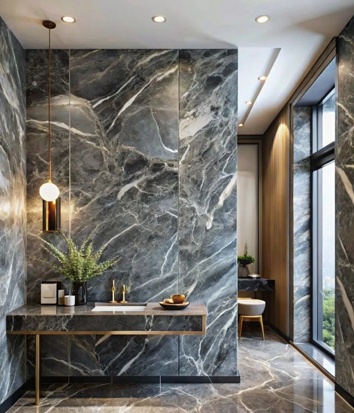 Modern luxury interior featuring porcelain tile