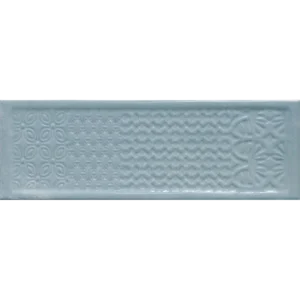 Happy Floors Titan Aqua Deco 4x12 glossy ceramic tile with pressed edges