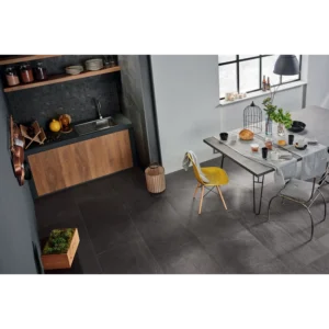 Detail view of the X-Rock Black 24x24 porcelain paver surface and crisp rectified edges.