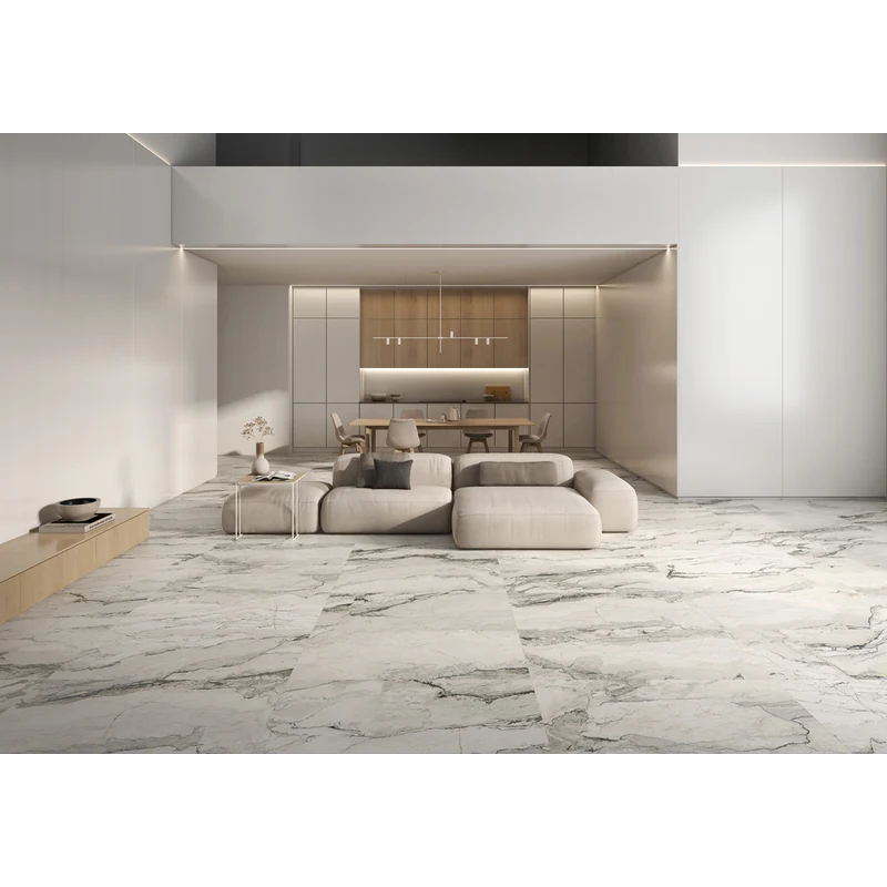 Breccia Lunare White Premium Polished Rectified Porcelain Tile 48x48 gallery image 1