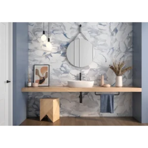 Crash Blue Polished Rectified Porcelain Tile 24x48 gallery image 1
