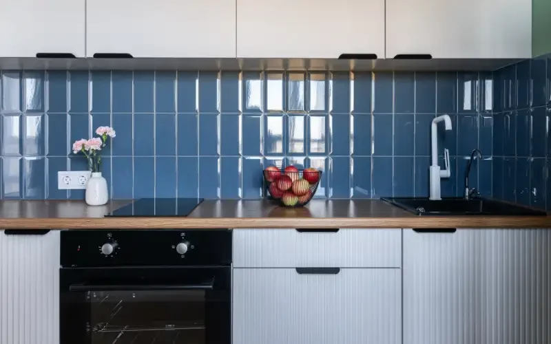 blue tiles kitchen design
