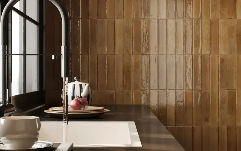 brown tile and mosaics